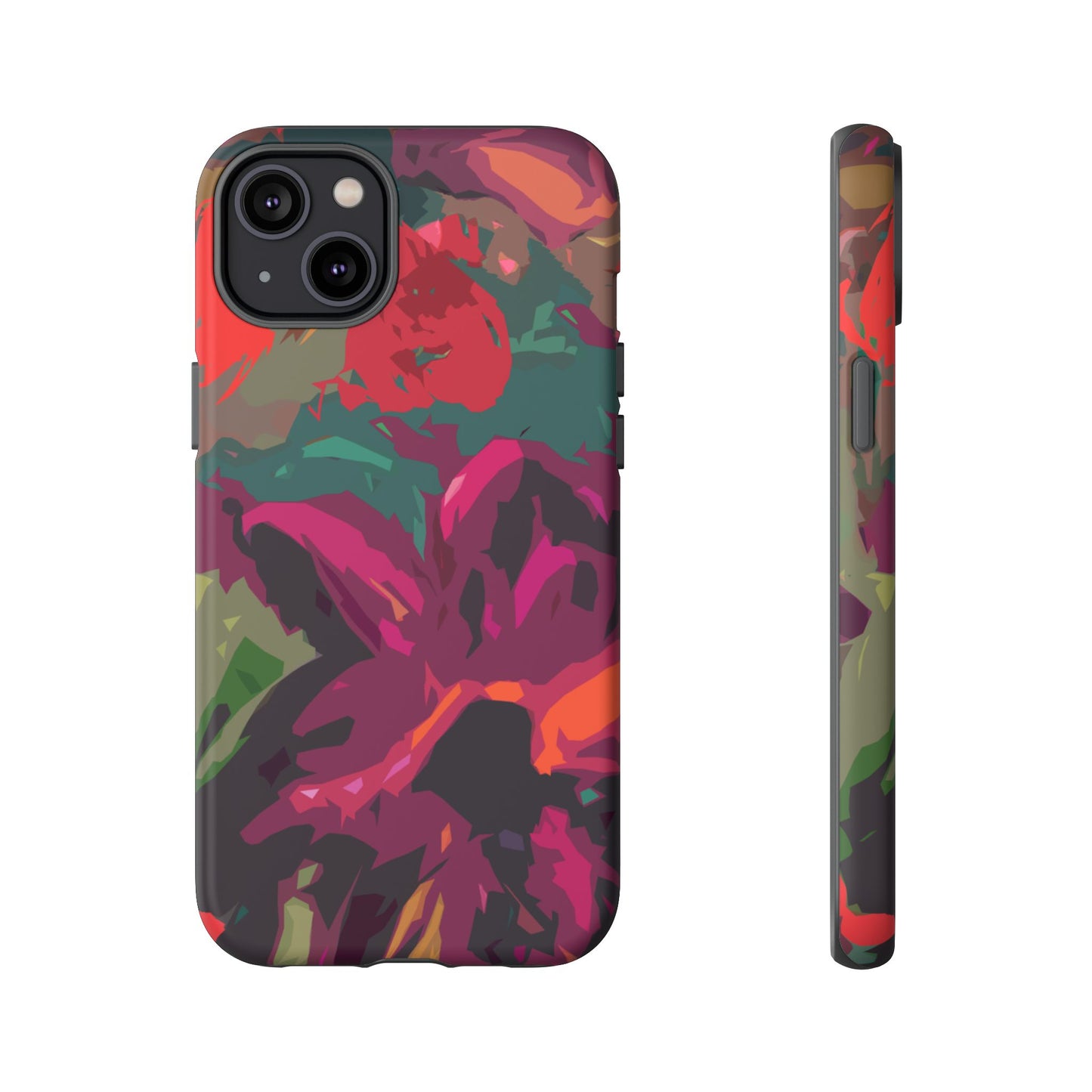 Hand Painted Abstract Colorful Burgundy Teal Orange Red Impact-Resistant Phone Cases