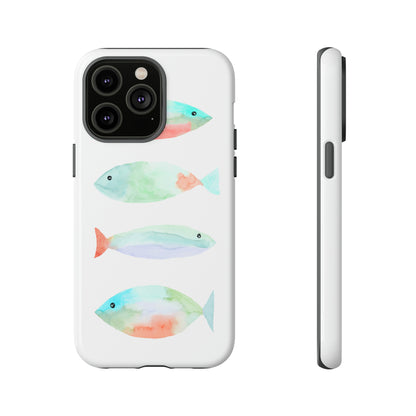 4 Watercolor Fish Hand Painted Cute Phone Case - Tough Case