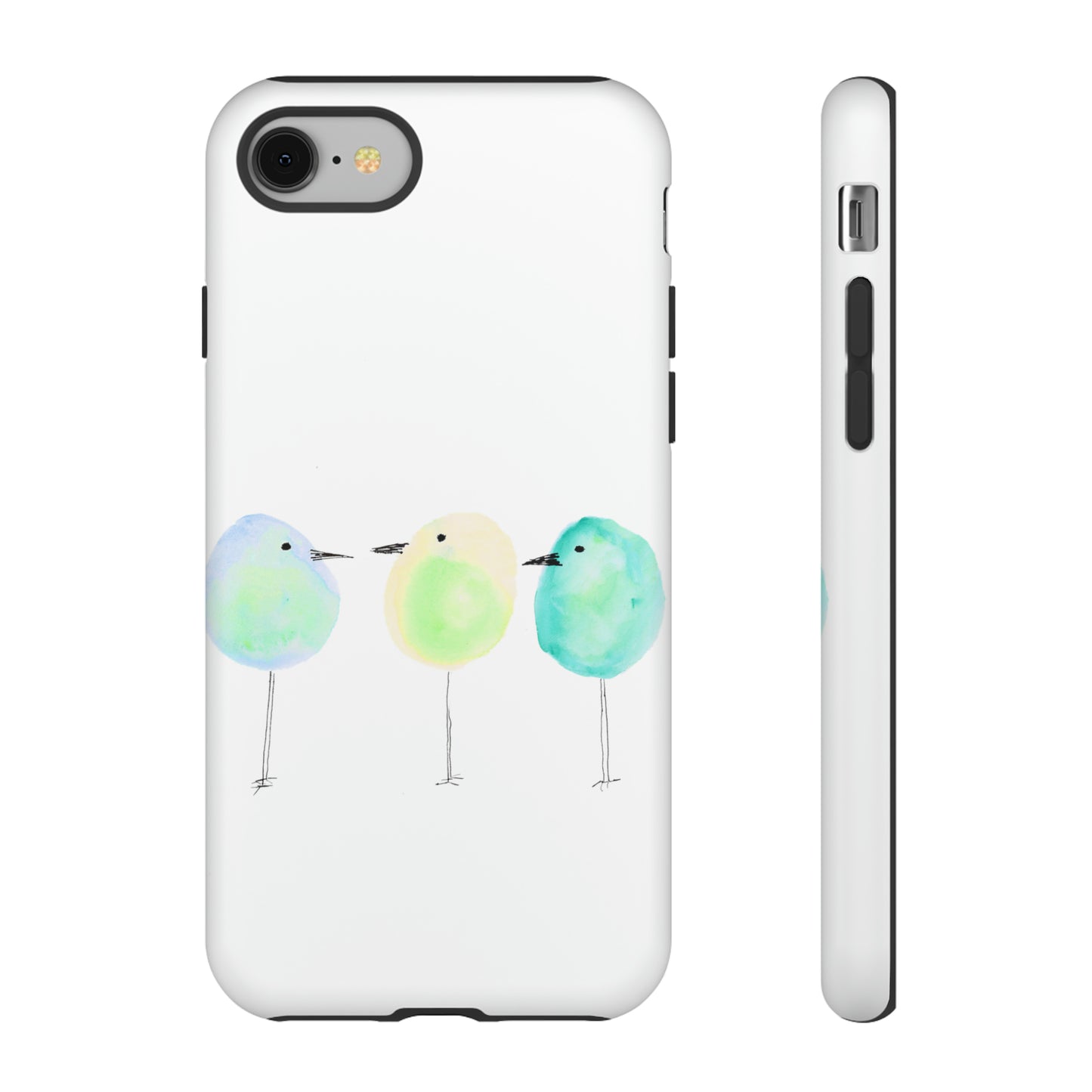 3 Watercolor Quirky Birds Hand Painted Phone Case - Tough Case