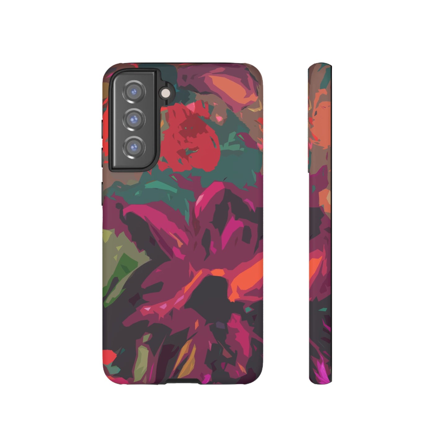 Hand Painted Abstract Colorful Burgundy Teal Orange Red Impact-Resistant Phone Cases