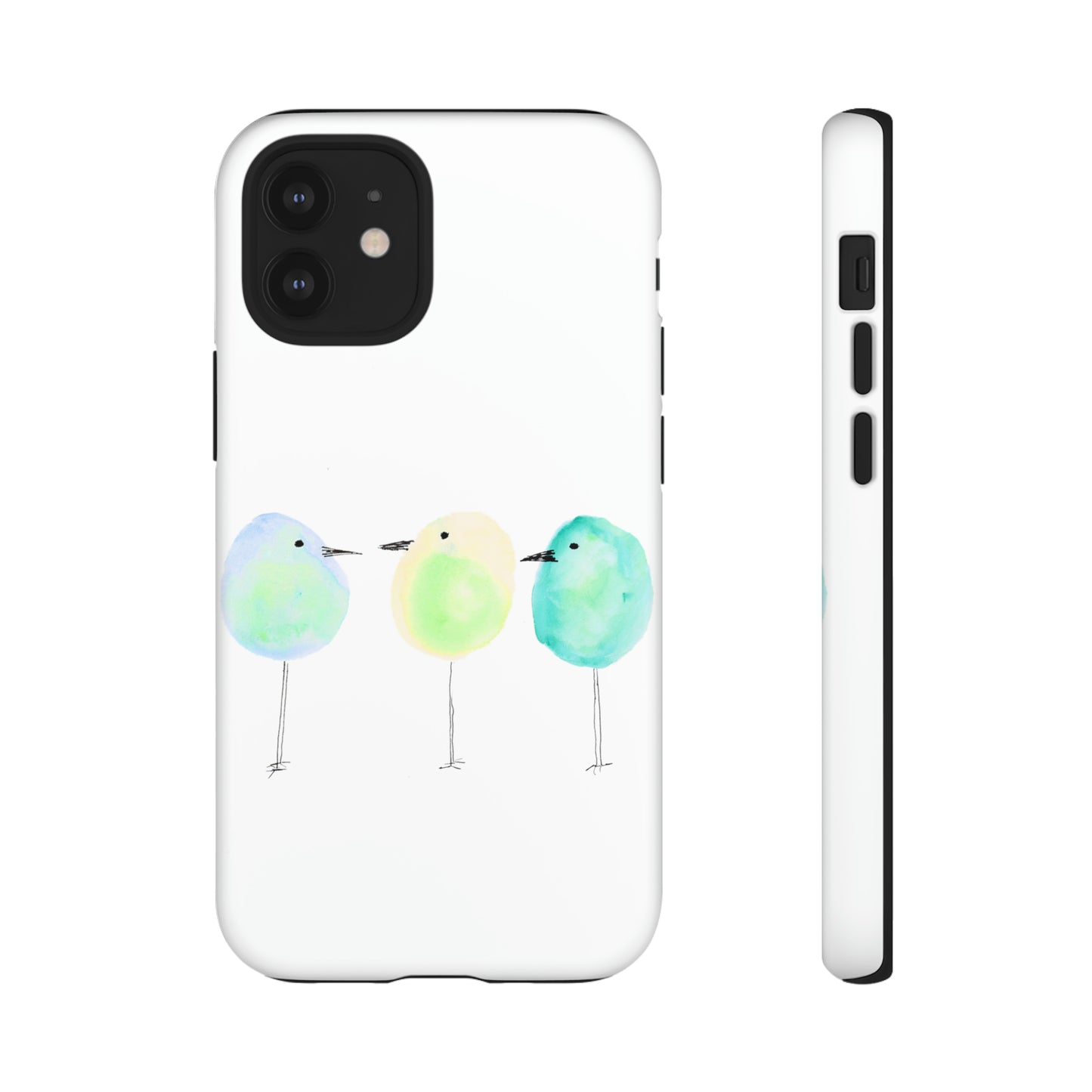 3 Watercolor Quirky Birds Hand Painted Phone Case - Tough Case