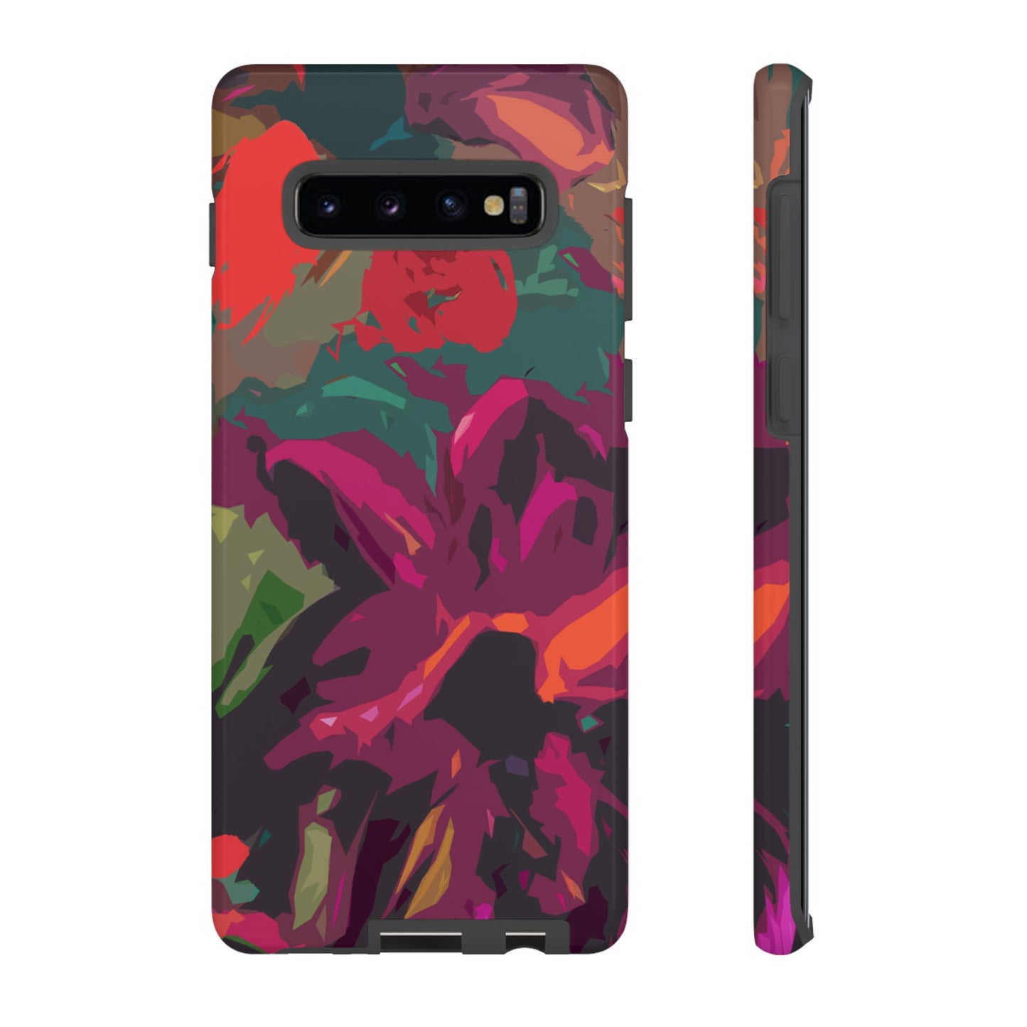 Hand Painted Abstract Colorful Burgundy Teal Orange Red Impact-Resistant Phone Cases