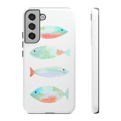 4 Watercolor Fish Hand Painted Cute Phone Case - Tough Case