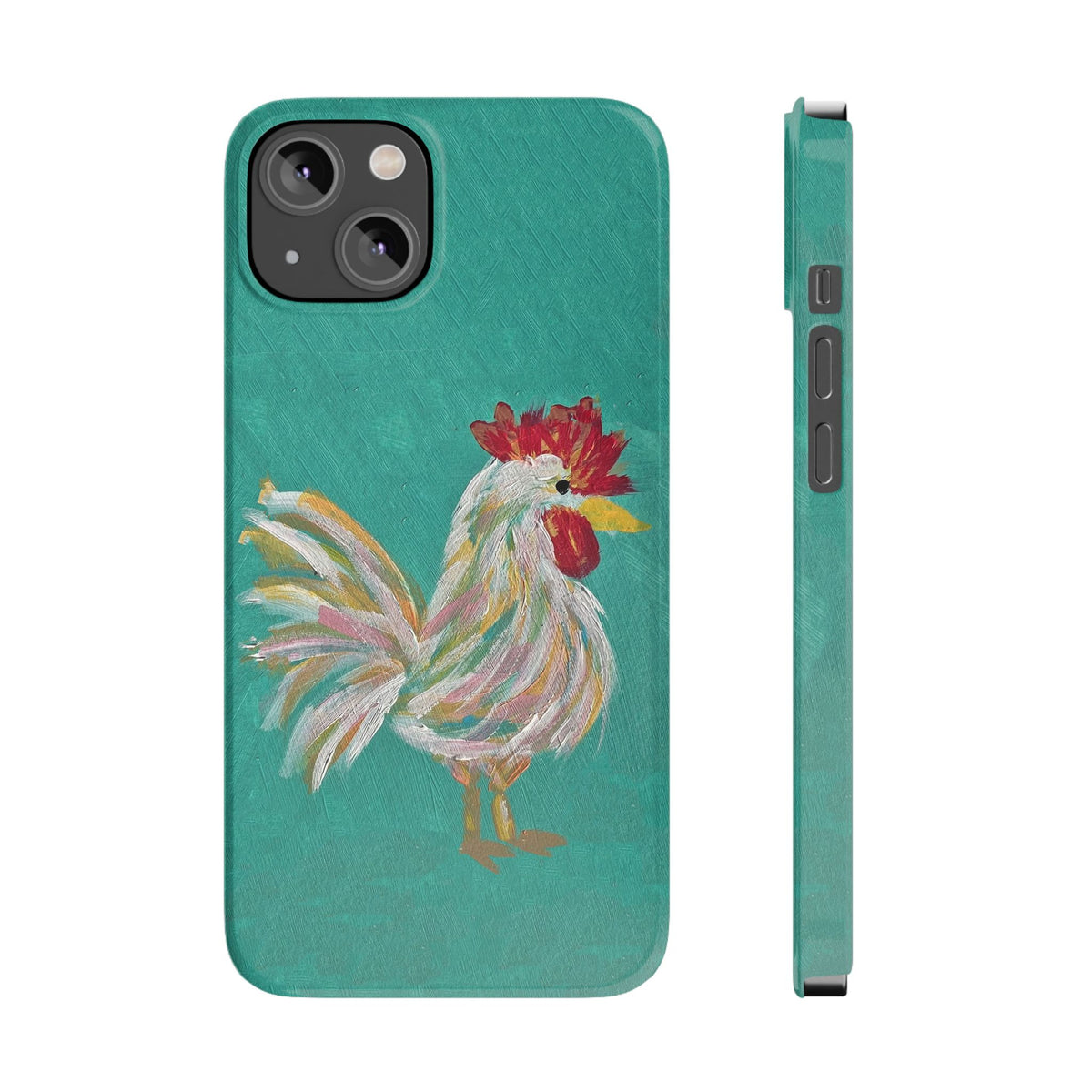 Phone Case hand painted chicken rooster digitized