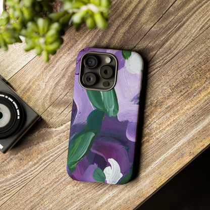 Purple Flowers Hand Painted Abstract Colorful Case: Impact-Resistant Phone Cases