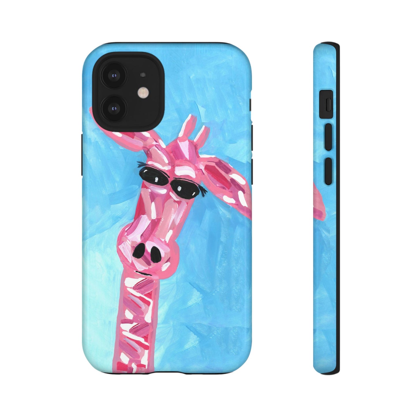 Bright Pink Giraffe Hand Painted Phone Case - Tough Cases