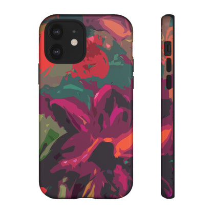 Hand Painted Abstract Colorful Burgundy Teal Orange Red Impact-Resistant Phone Cases