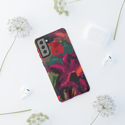 Hand Painted Abstract Colorful Burgundy Teal Orange Red Impact-Resistant Phone Cases