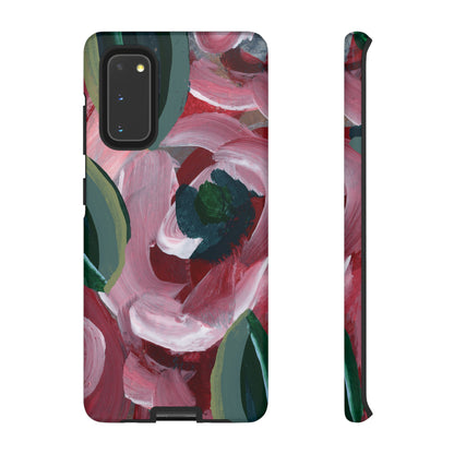 Burgundy Red Floral Hand Painted Abstract Colorful Case: Impact-Resistant Phone Cases