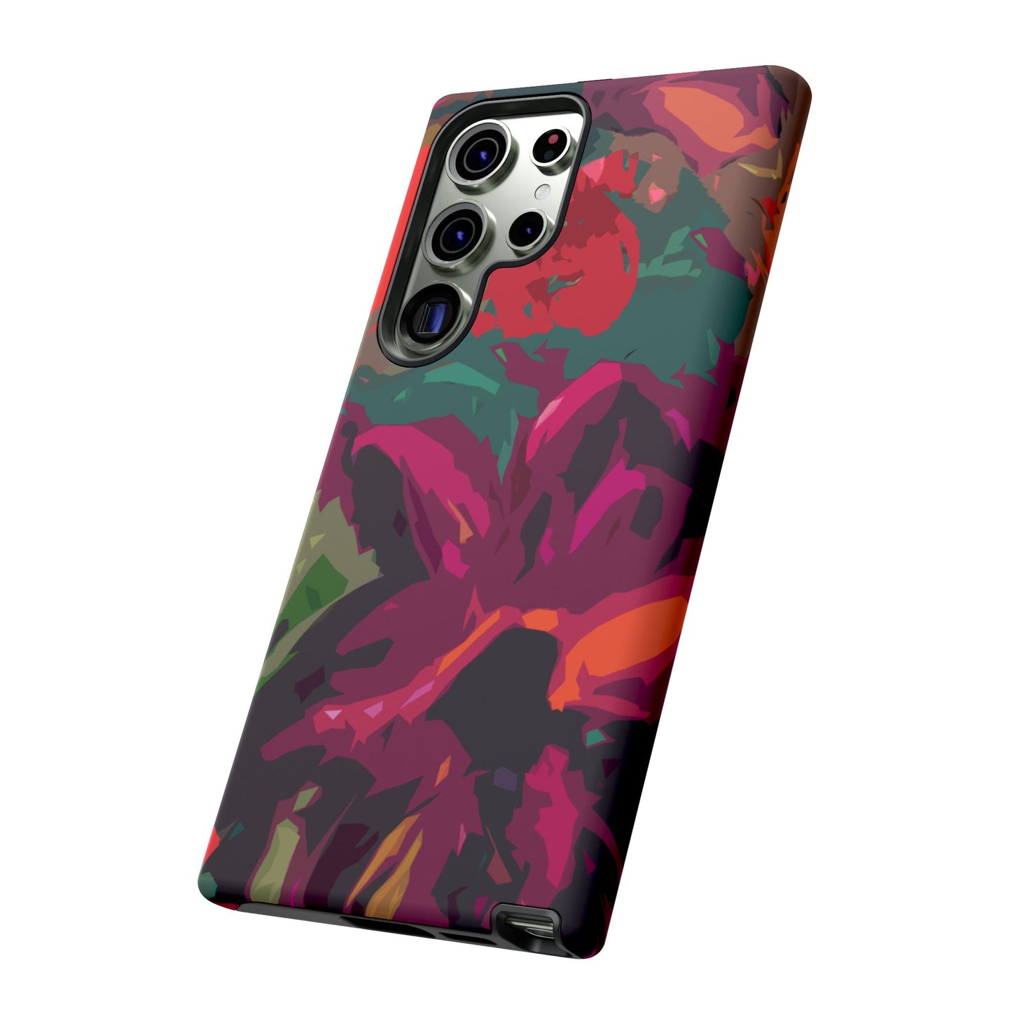 Hand Painted Abstract Colorful Burgundy Teal Orange Red Impact-Resistant Phone Cases