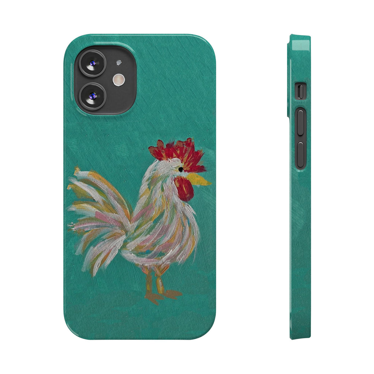 Phone Case hand painted chicken rooster digitized