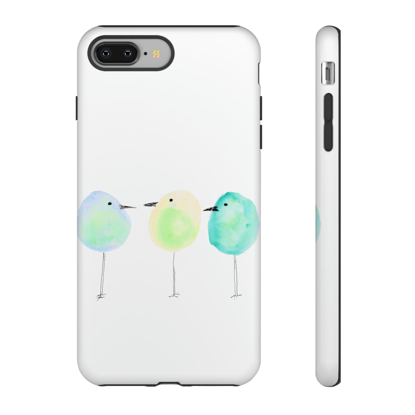 3 Watercolor Quirky Birds Hand Painted Phone Case - Tough Case