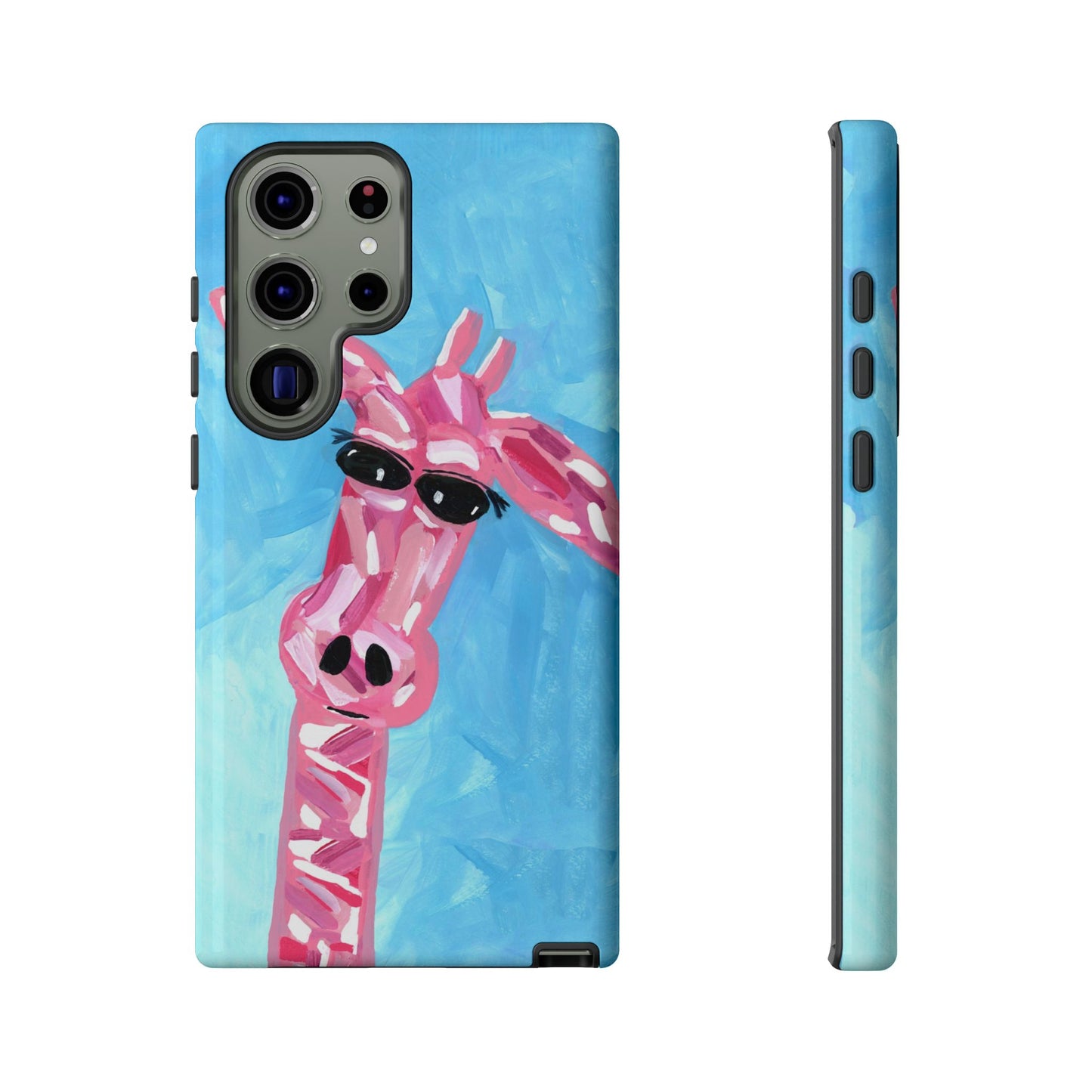 Bright Pink Giraffe Hand Painted Phone Case - Tough Cases