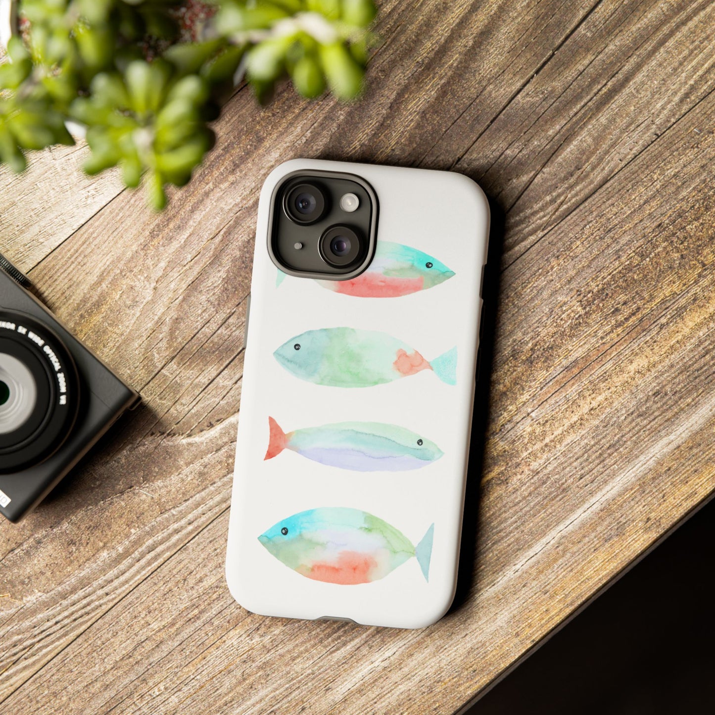 4 Watercolor Fish Hand Painted Cute Phone Case - Tough Case