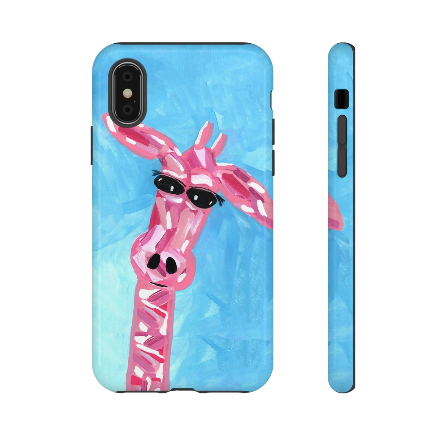 Bright Pink Giraffe Hand Painted Phone Case - Tough Cases