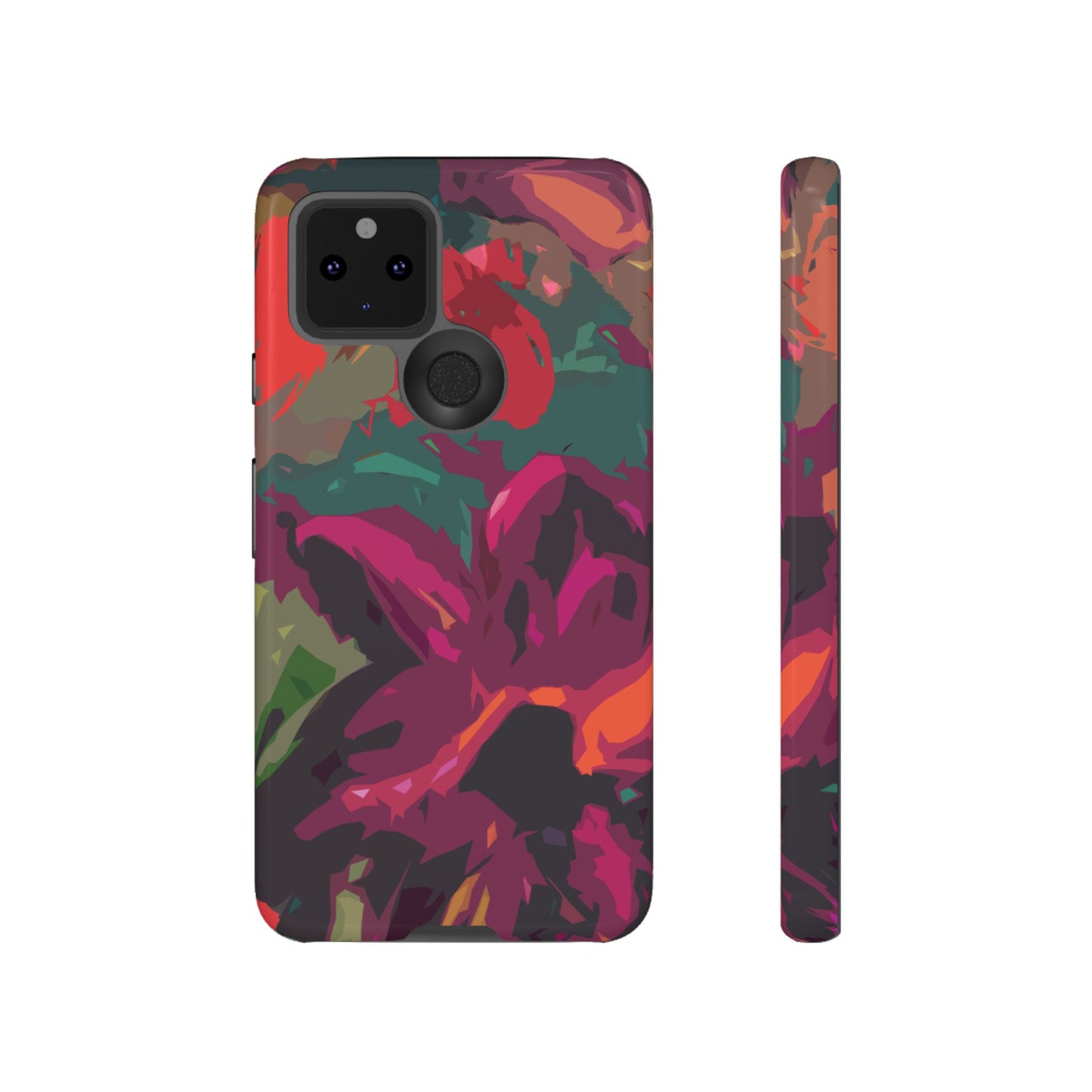 Hand Painted Abstract Colorful Burgundy Teal Orange Red Impact-Resistant Phone Cases