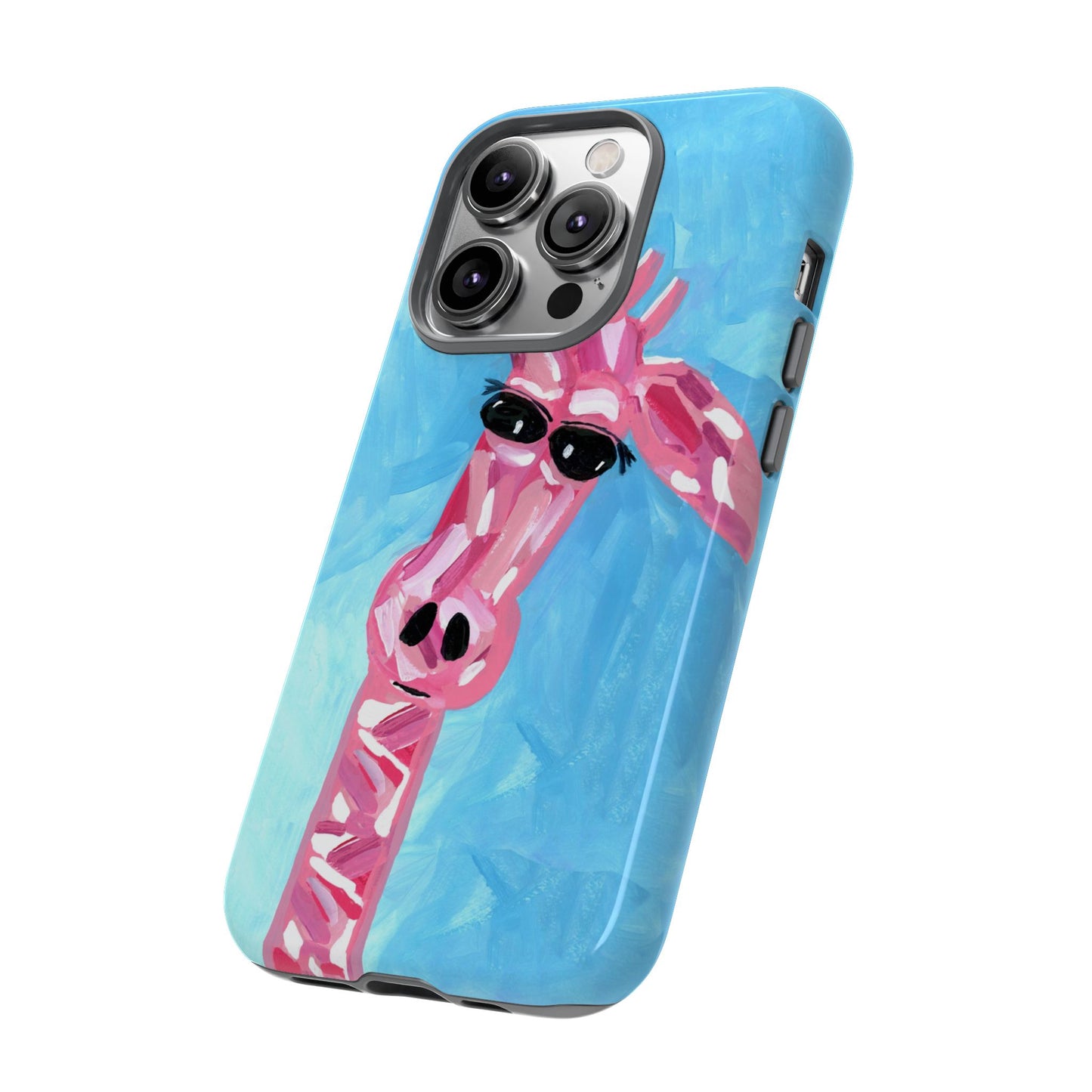 Bright Pink Giraffe Hand Painted Phone Case - Tough Cases