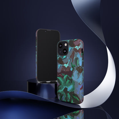 Hand Painted Abstract Colorful Teal Purple Green: Impact-Resistant Phone Case