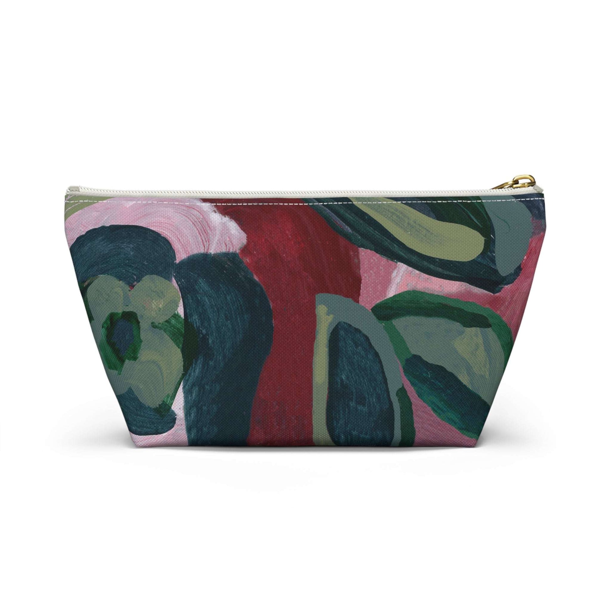Burgundy Red Floral Cosmetic Travel Bag