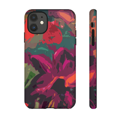 Hand Painted Abstract Colorful Burgundy Teal Orange Red Impact-Resistant Phone Cases