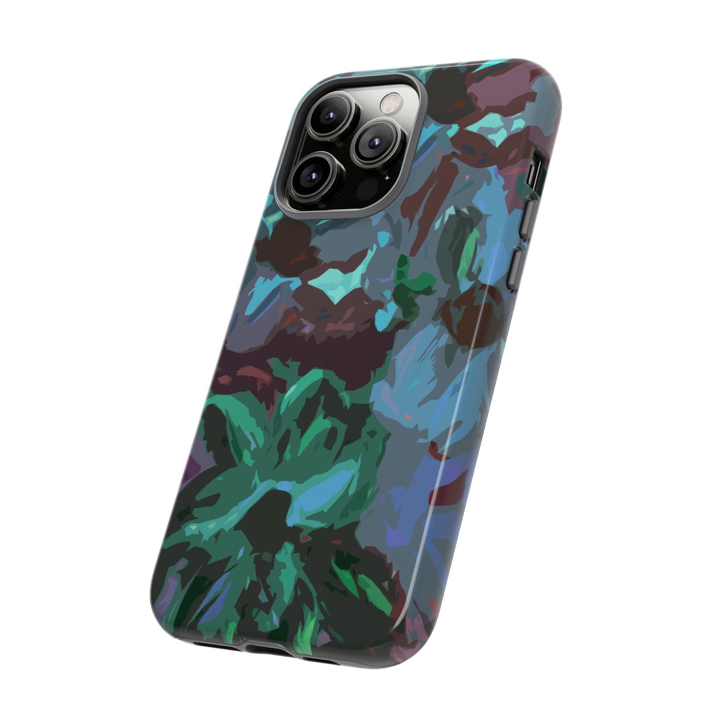 Hand Painted Abstract Colorful Teal Purple Green: Impact-Resistant Phone Case