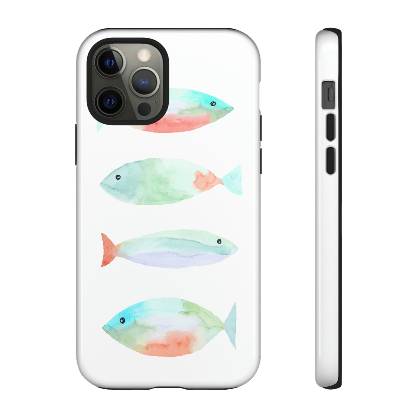 4 Watercolor Fish Hand Painted Cute Phone Case - Tough Case