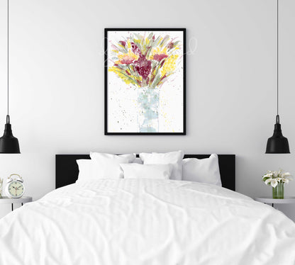 Watercolor Wildflowers Print, Downloadable Wall Art