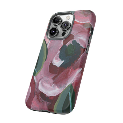 Burgundy Red Floral Hand Painted Abstract Colorful Case: Impact-Resistant Phone Cases