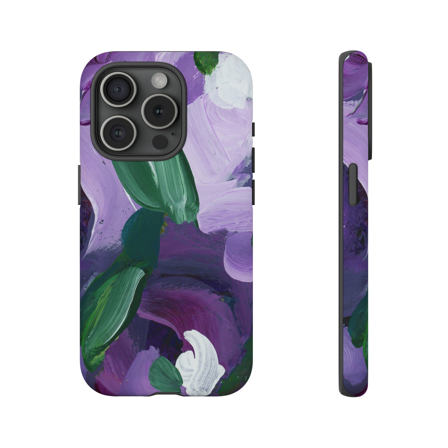 Purple Flowers Hand Painted Abstract Colorful Case: Impact-Resistant Phone Cases