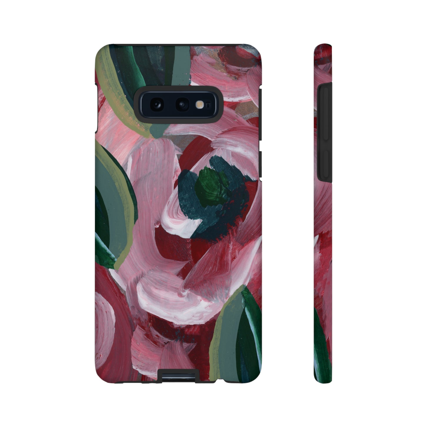 Burgundy Red Floral Hand Painted Abstract Colorful Case: Impact-Resistant Phone Cases