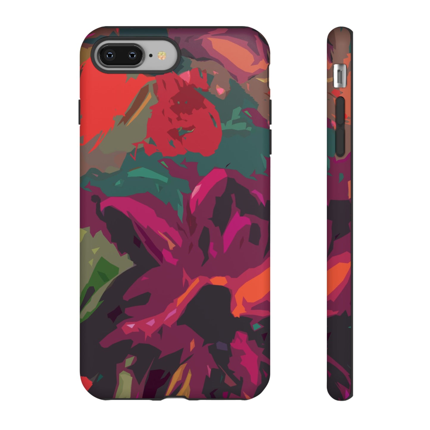 Hand Painted Abstract Colorful Burgundy Teal Orange Red Impact-Resistant Phone Cases