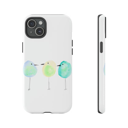 3 Watercolor Quirky Birds Hand Painted Phone Case - Tough Case