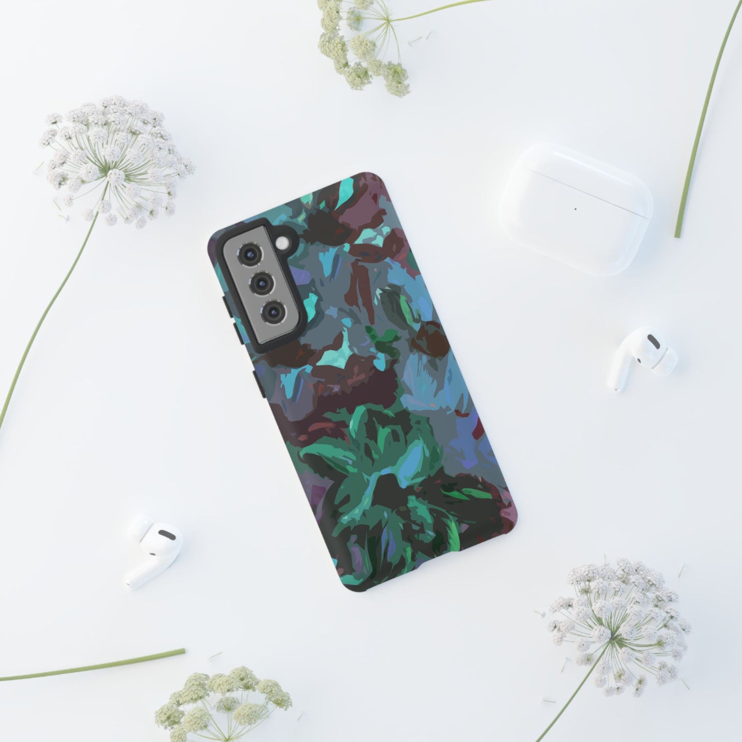 Hand Painted Abstract Colorful Teal Purple Green: Impact-Resistant Phone Case