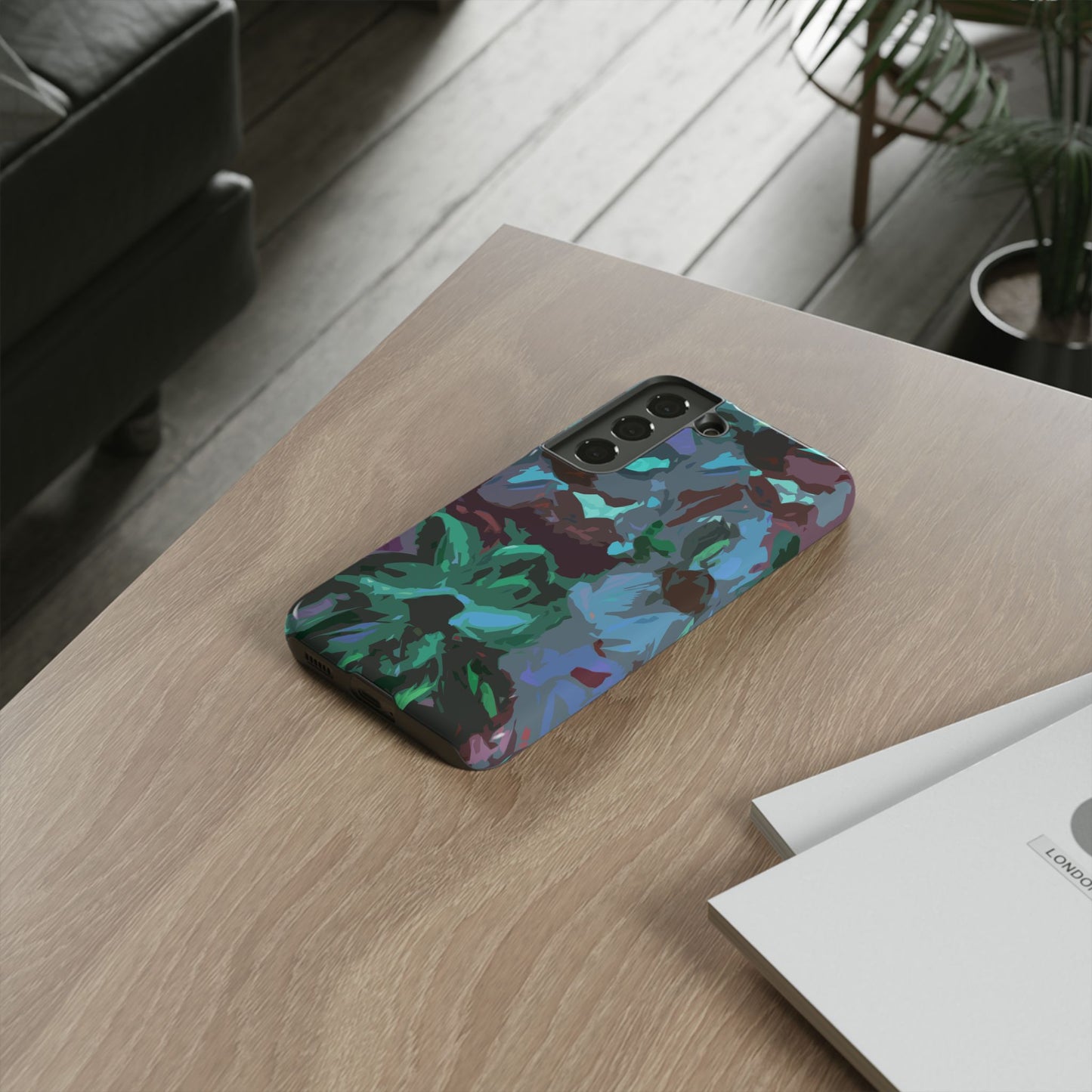 Hand Painted Abstract Colorful Teal Purple Green: Impact-Resistant Phone Case