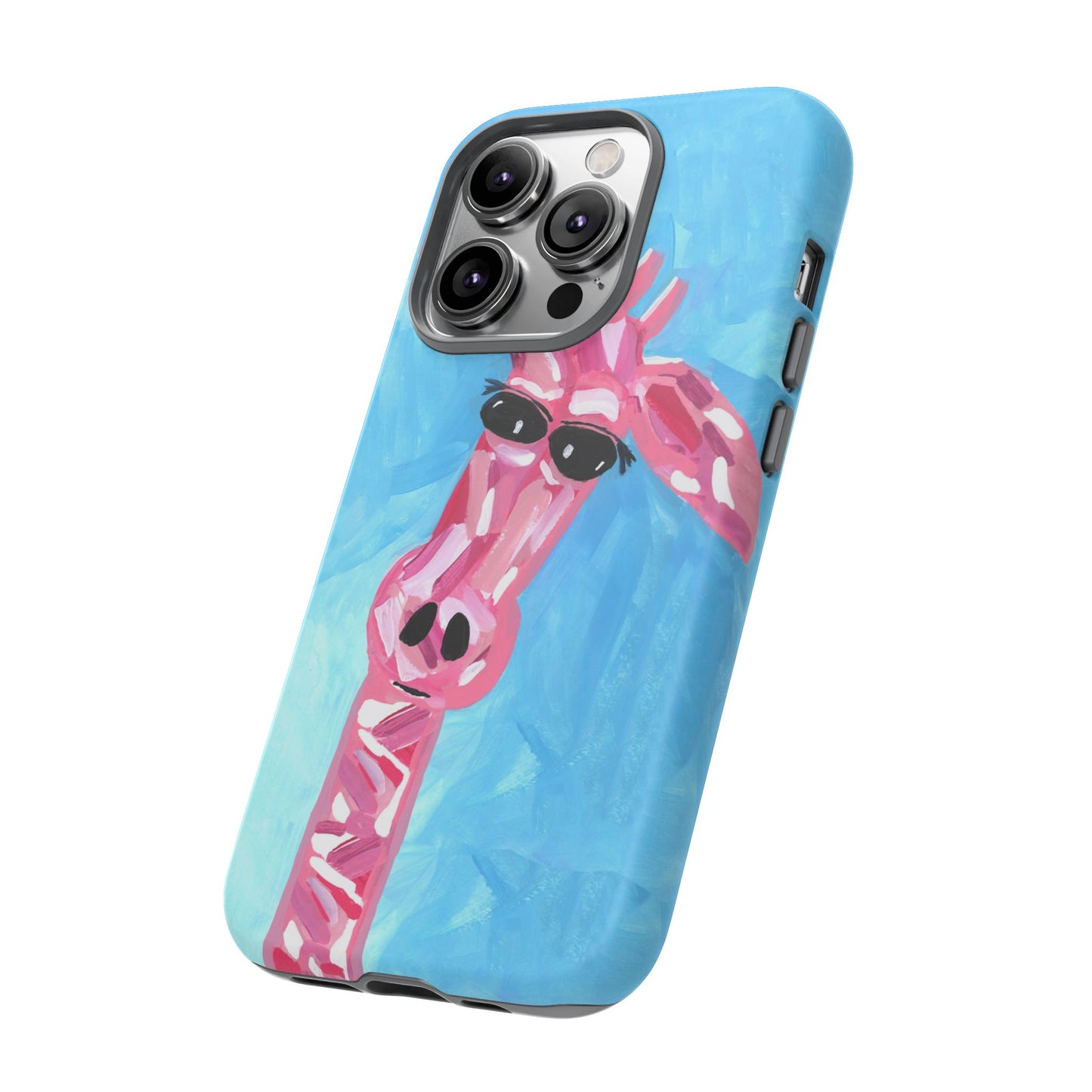 Bright Pink Giraffe Hand Painted Phone Case - Tough Cases