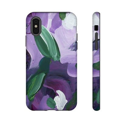 Purple Flowers Hand Painted Abstract Colorful Case: Impact-Resistant Phone Cases