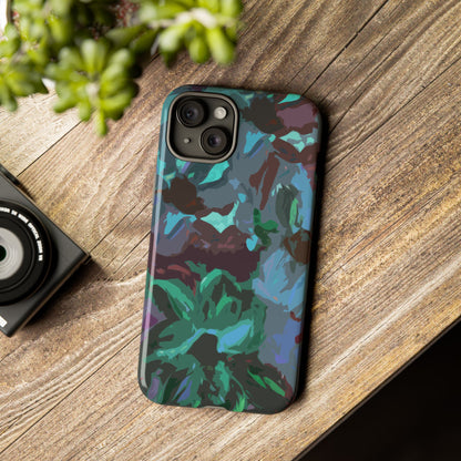 Hand Painted Abstract Colorful Teal Purple Green: Impact-Resistant Phone Case