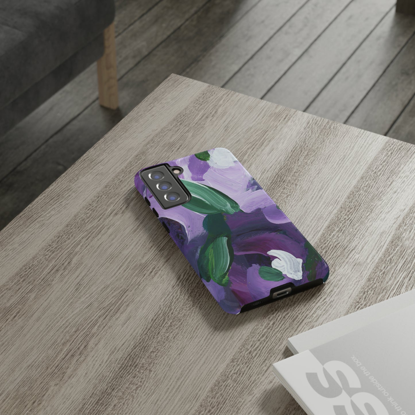 Purple Flowers Hand Painted Abstract Colorful Case: Impact-Resistant Phone Cases