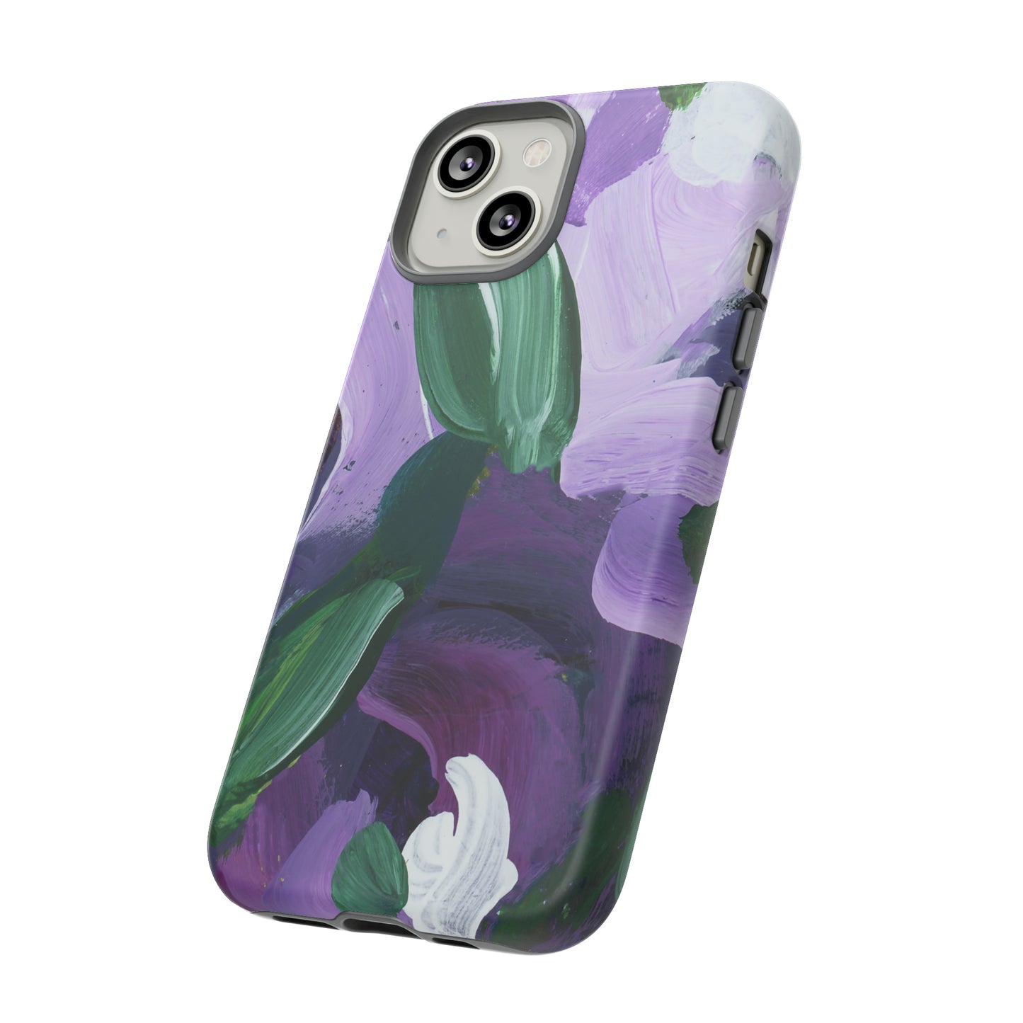 Purple Flowers Hand Painted Abstract Colorful Case: Impact-Resistant Phone Cases