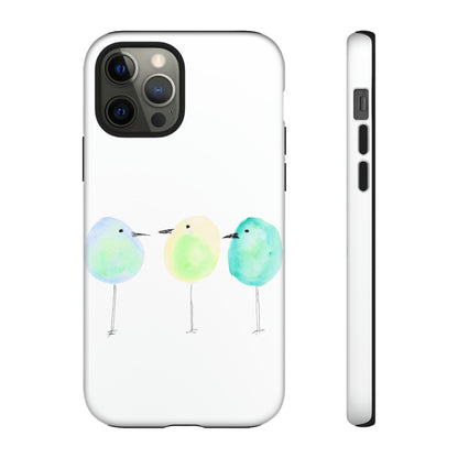 3 Watercolor Quirky Birds Hand Painted Phone Case - Tough Case