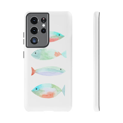 4 Watercolor Fish Hand Painted Cute Phone Case - Tough Case