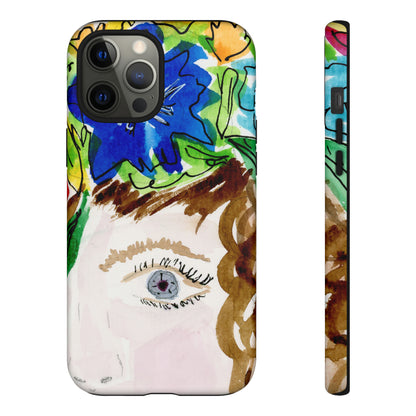 Vera | Hand Painted Girl with Flowers Headdress Colorful Case: Impact-Resistant Phone Cases