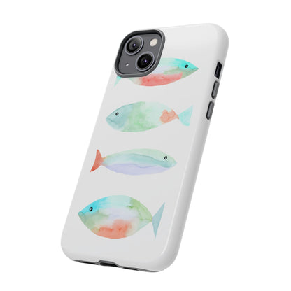 4 Watercolor Fish Hand Painted Cute Phone Case - Tough Case