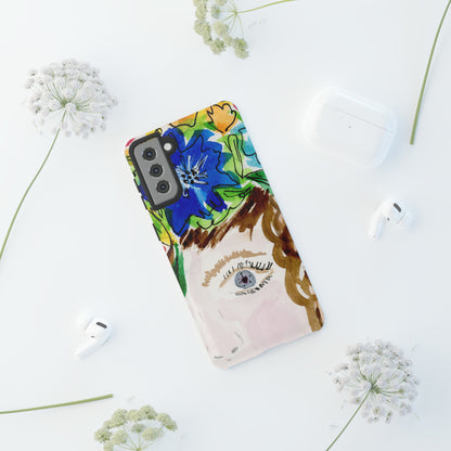 Vera | Hand Painted Girl with Flowers Headdress Colorful Case: Impact-Resistant Phone Cases