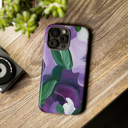 Purple Flowers Hand Painted Abstract Colorful Case: Impact-Resistant Phone Cases