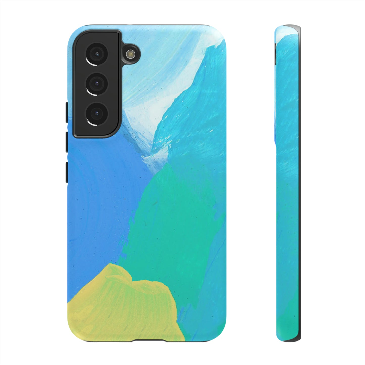 Hand Painted Abstract Blue Teal White Yellow Cute Phone Case - Tough Cases