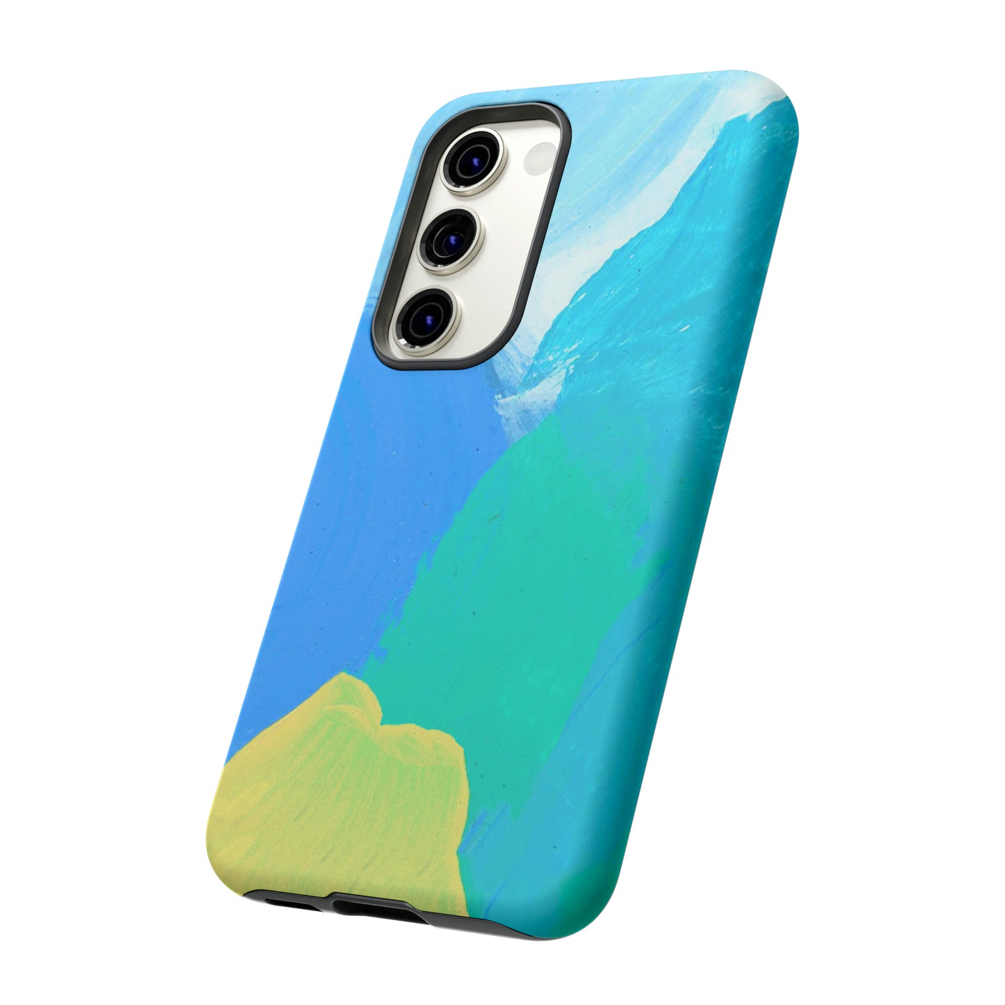 Hand Painted Abstract Blue Teal White Yellow Cute Phone Case - Tough Cases