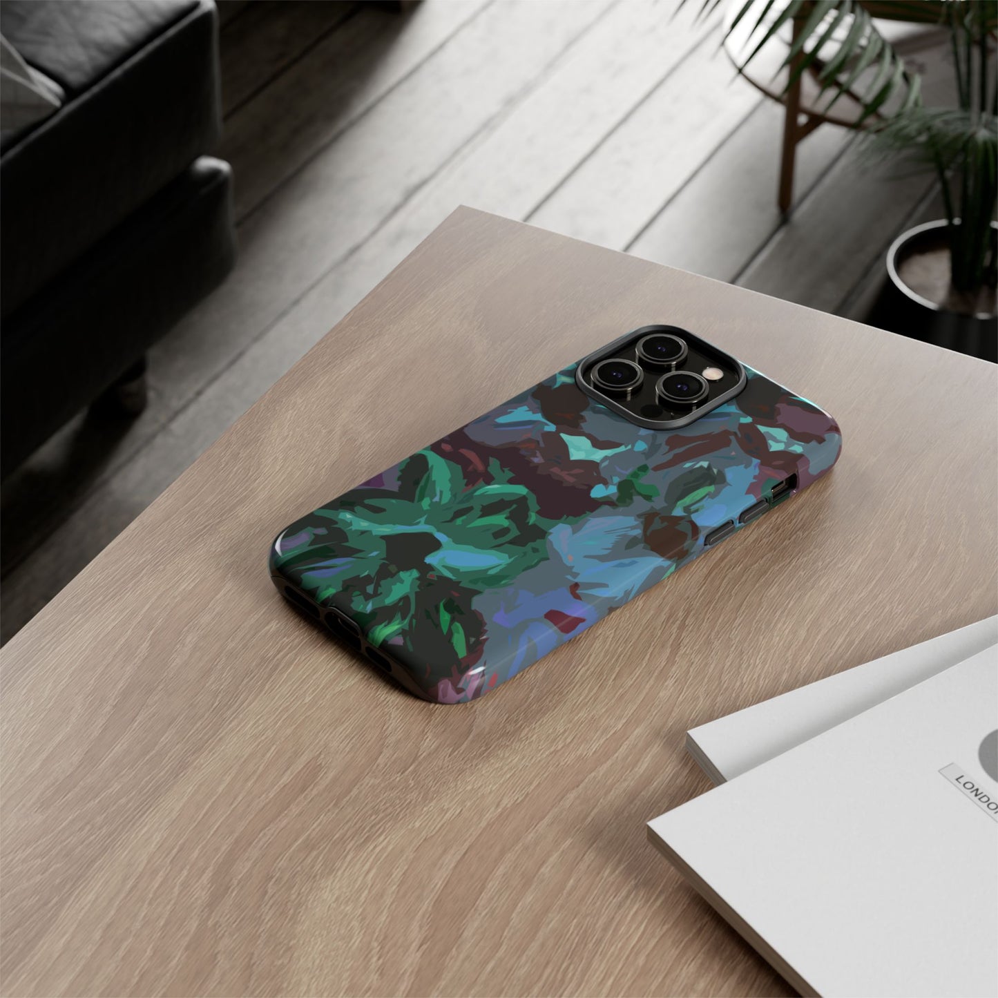 Hand Painted Abstract Colorful Teal Purple Green: Impact-Resistant Phone Case