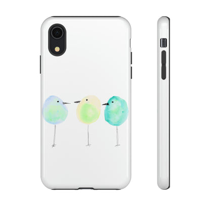 3 Watercolor Quirky Birds Hand Painted Phone Case - Tough Case