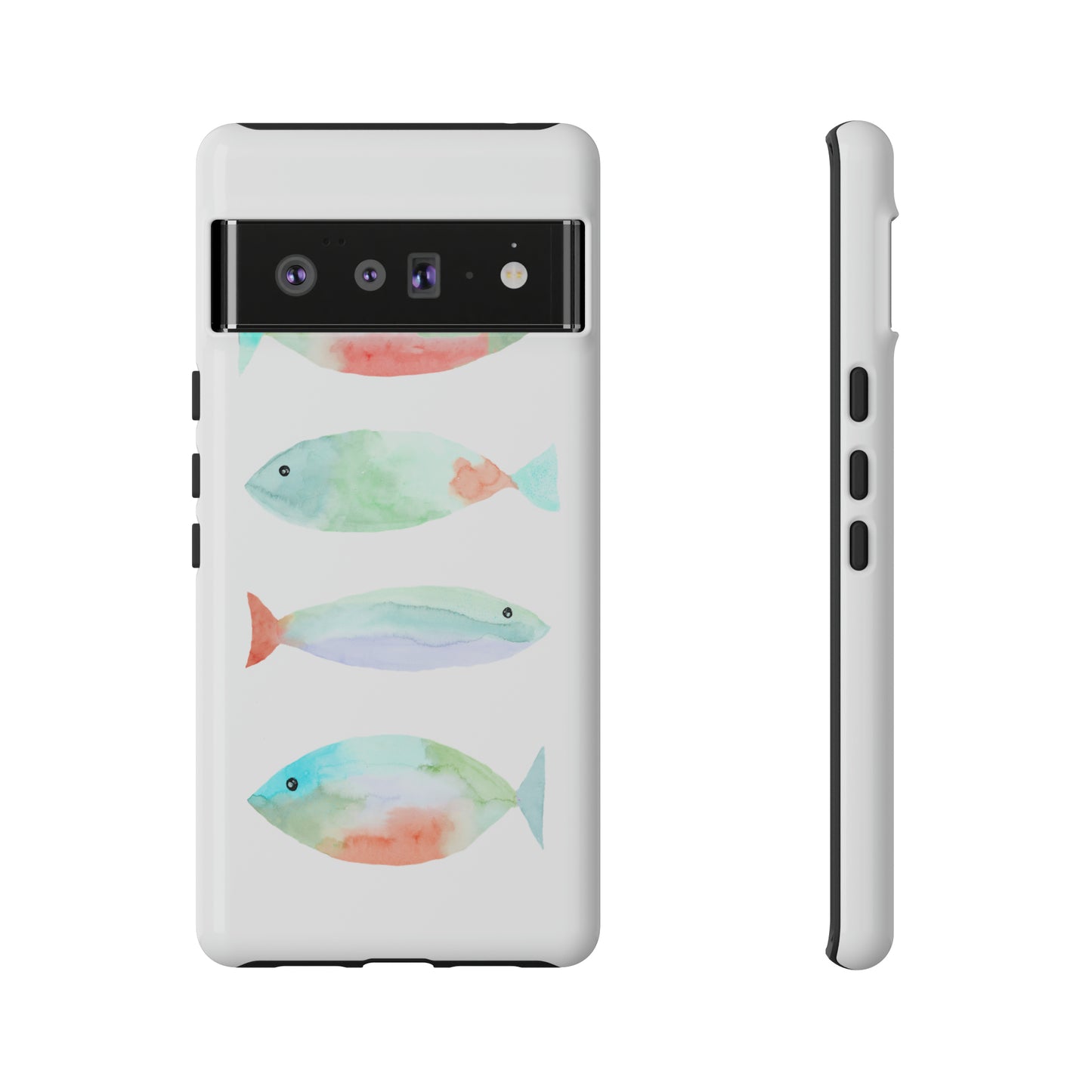 4 Watercolor Fish Hand Painted Cute Phone Case - Tough Case